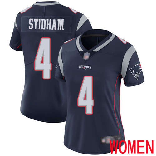 New England Patriots Limited Navy Blue Women #4 Jarrett Stidham Home NFL Jersey Vapor